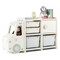 Grey Kids Truck Storage Organizer with Plastic Bins and Storage Cabinet